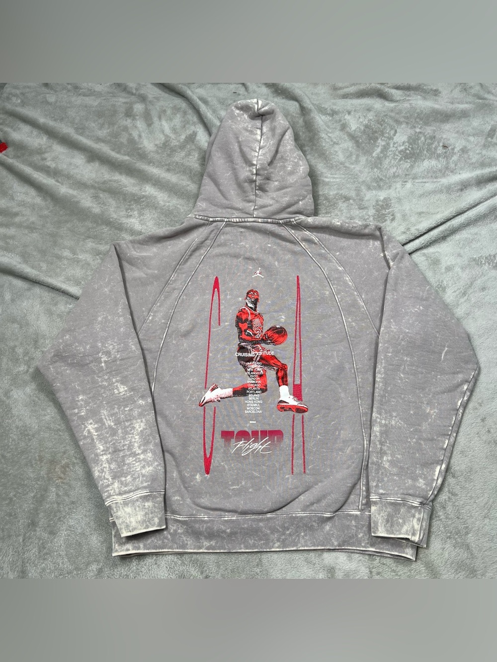 Jordan Flight Tour Hoodie Men M Gray French Terry Sweatshirt Pullover DJ0206 016